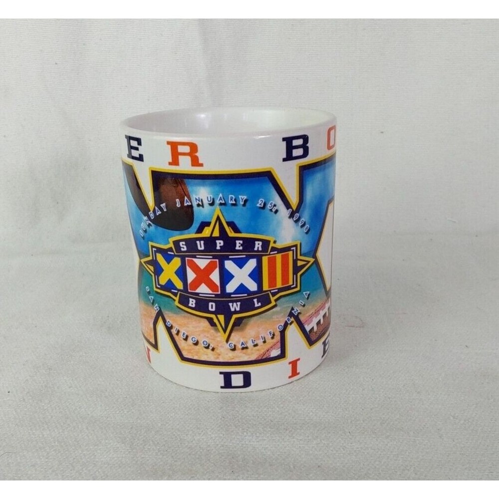 Vintage Super Bowl XXXII Coffee Mug 1998 San Diego NFL Football Souvenir XXX2